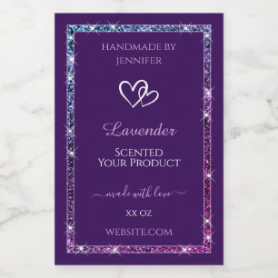 Etiquetas de embalaje de productos morados con est