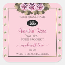 Etiquetas de empaquetado de productos rosas Rosas