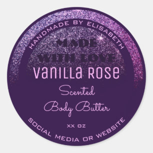 Etiquetas de envasado de producto Lluvia Purpurina