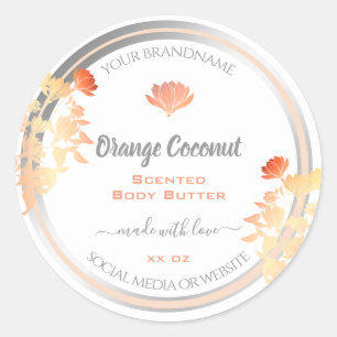 Etiquetas de envasado de productos florales en bla