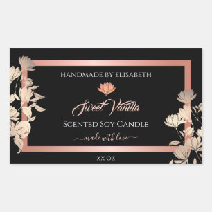 Etiquetas de envasado de productos florales negros