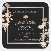 Etiquetas de envasado de productos florales negros