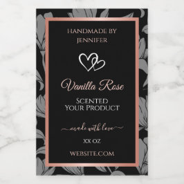 Etiquetas de envasado de productos florales negros