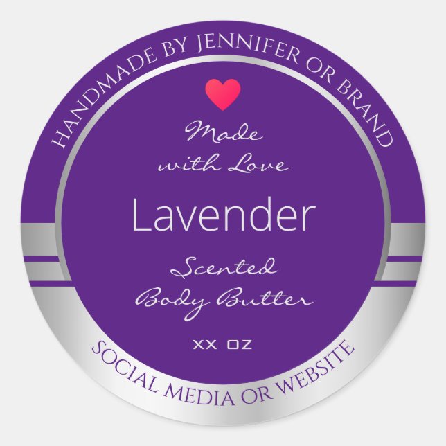 Etiquetas de envasado de productos morado y platea (Anverso)