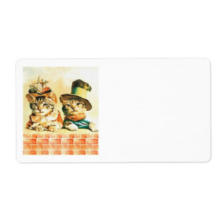 Etiquetas de envío de gatos victorianos de época