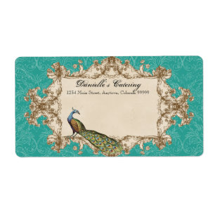 Etiquetas de envío - pavo real verde azulado y