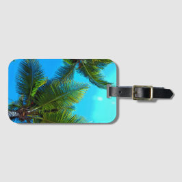 Etiquetas de equipaje. Árbol de palmas azules.