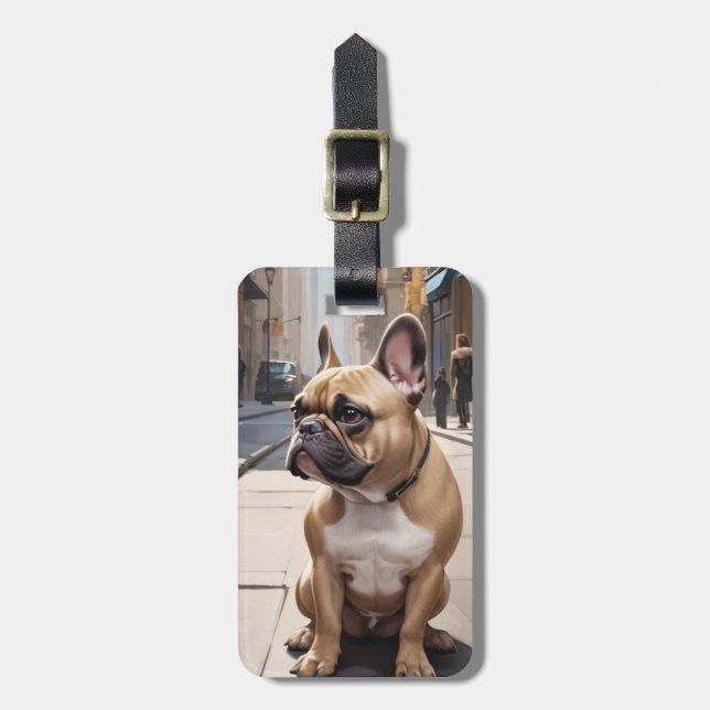 Etiquetas de equipaje de Bulldog Francés (Frente Vertical)