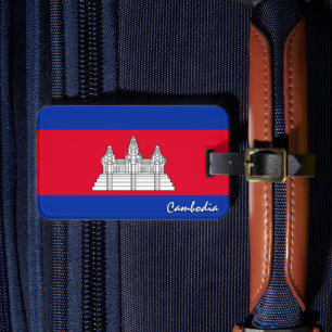 Etiquetas de equipaje de Camboya, bandera camboyan