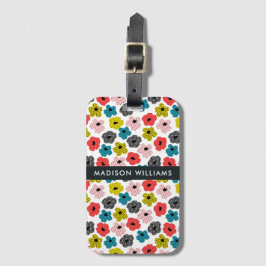 Etiquetas de equipaje de las flores de color