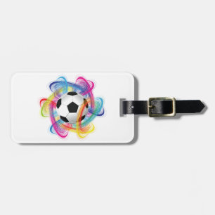 Etiquetas de equipaje de pelota de fútbol colorida