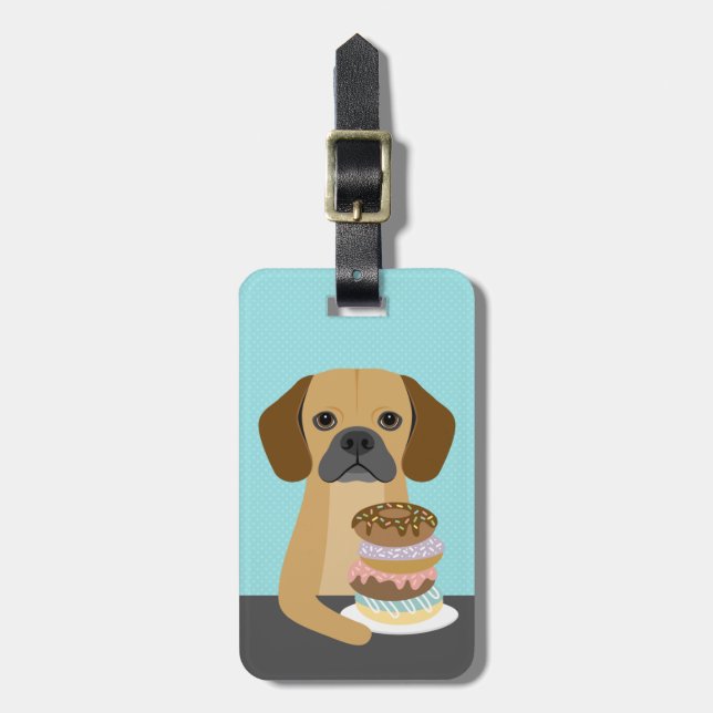Etiquetas de equipaje de perro Puggle (Frente Vertical)