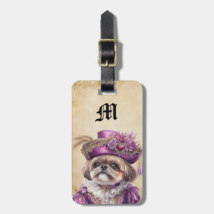 Etiquetas de equipaje de perro Shih Tzu victoriana