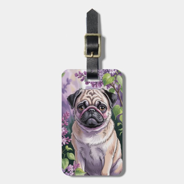 Etiquetas de equipaje de pug (Frente Vertical)