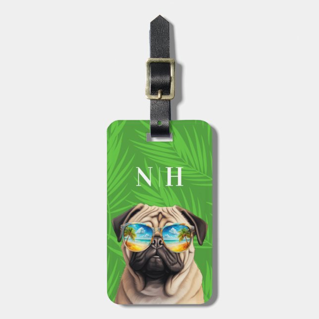 Etiquetas de equipaje de Pug (Frente Vertical)