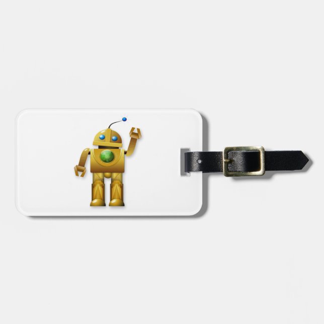Etiquetas de equipaje de robot amigable (Frente Horizontal)