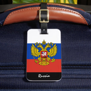 Etiquetas de equipaje de Rusia patriótica, bandera