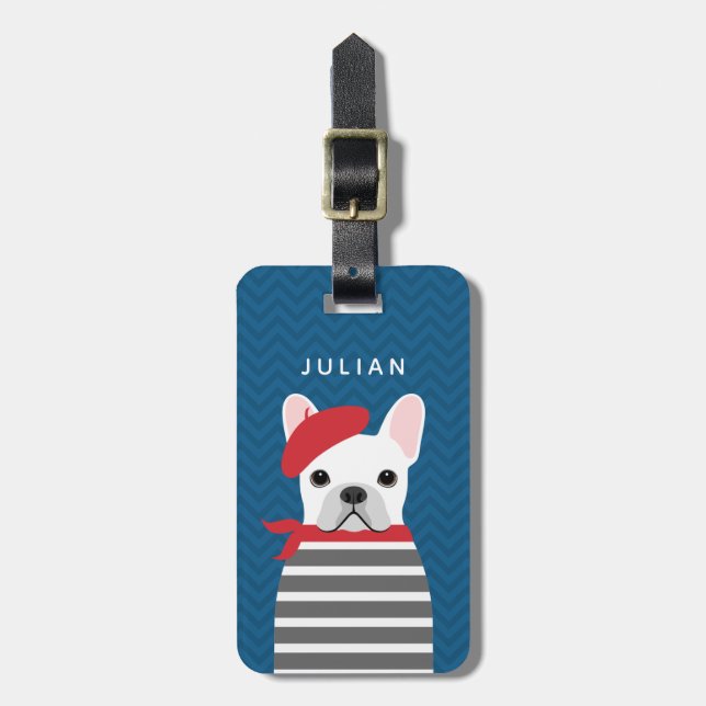 Etiquetas de equipaje del Bulldog francés (Frente Vertical)