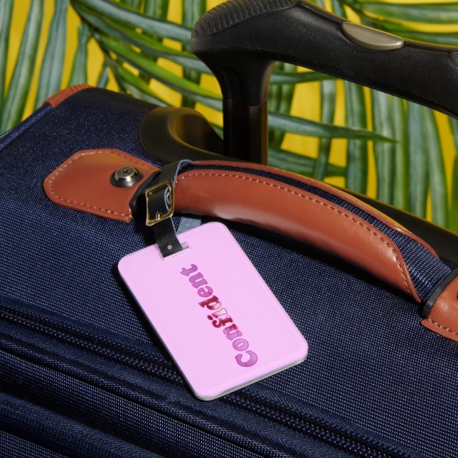 Etiquetas de Equipaje Personalizadas Rosa Confiado (Anverso In situ 1)