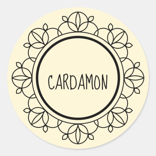 Etiquetas de especias de Cardamon (Anverso)