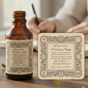 Etiquetas de estilo apothecary cuadrado para aceit