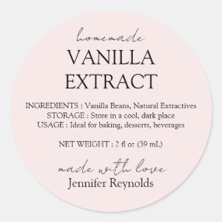 Etiquetas de extracto de vainilla rosa con instruc
