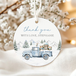 Etiquetas de Favor Azul de Woodland de Invierno