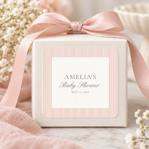 Etiquetas de Favor de Baby Shower de Rayas Rosadas