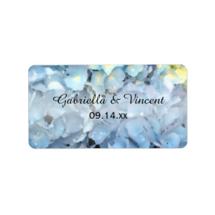 Etiquetas de Favor de Boda de Hidrangea Azul Horiz