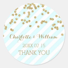 Etiquetas de Favor de Boda Sky Blue Stripes Gold C