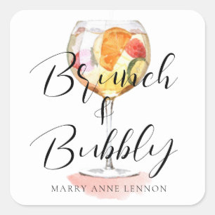 Etiquetas de Favor de Brunch Nupcial con Letra Scr