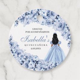 Etiquetas de Favor de Círculo Quinceanera Dusty Bl