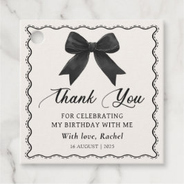 Etiquetas de Favor de Cumpleaños con Lazo Negro El