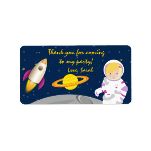 Etiquetas de favor de cumpleaños de astronauta del
