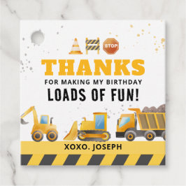 Etiquetas de favor de cumpleaños de construcción