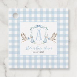 Etiquetas de Favor de Gingham Blue Stork