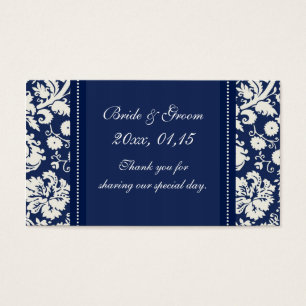 Etiquetas de Favor de la Boda Blue White Damask