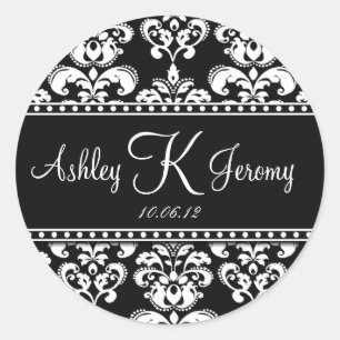 Etiquetas de Favor de la Boda de Damasco Blanco Ne