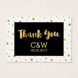 Etiquetas de Favor de la Boda Negra Gold Confetti