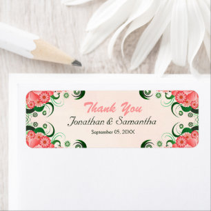 Etiquetas de favor de la boda rosa floral de Hibis