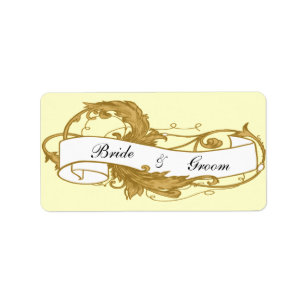 Etiquetas de Favor de Leaf de Oro y Banner Wedding