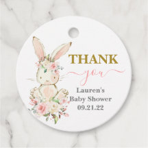 Etiquetas de Favor del Chica Baby Shower Bunny