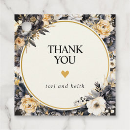 Etiquetas de Favor Floral en Blanco y Negro