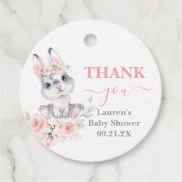Etiquetas de Favor Rosa Chica Baby Shower Bunny