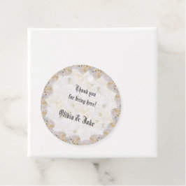 Etiquetas de favores para invitados de rosas blanc
