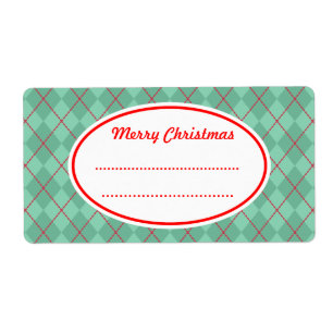 Etiquetas de Feliz Navidad en Verde Argyle