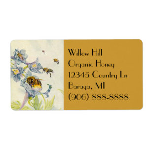 Etiquetas de flores de gloria de abejas de miel or