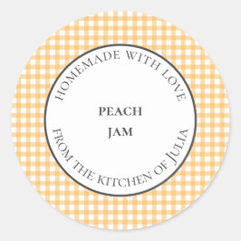 Etiquetas de frasco de comida de gingham amarillo 