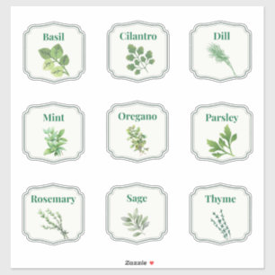 Etiquetas de Frascos de Hierbas de Cocina Hoja de 
