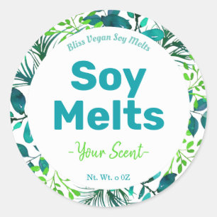 Etiquetas De Fundición De Cera De Soja Verde Y Azu